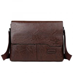 Sac à Bandoulière en Cuir PU pour Homme,Sacoche de Bombes,Document Exécutif,Vintage,de Travail,d'Affaires,de Styliste - coffee - Neuf