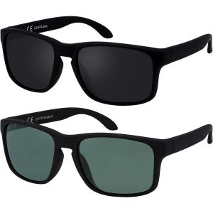 Lunettes De Soleil Légères Pour Homme Uv400 Cat3 Avec Étui À Lunettes, Chiffon De Nettoyage, Lot De 2 Verres Caoutchoutés, Verres : Gris/Vert Classique, M - Neuf