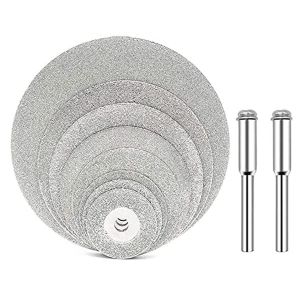 10pcs Disque Diamant de Coupe Lames de Scie Circulaire diamant Disques de Meulage Diamant avec 2pcs Mandrins Tiges pour Rotatifs Outils Rotatifs Verre - Neuf