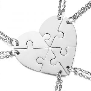 6 Pcs Personnalis&eacute; Bff Amiti&eacute; Collier En Acier Inoxydable Nom,Meilleur Ami Pendentif S&eacute;parable Puzzle Coeur Grav&eacute; Pr&eacute;nom Pour Les Meilleures Amies Femmes - Neuf