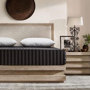 Drap-Housse En Satin Noir Et Soie Brillante - &Agrave; Rayures En Satin De Qualit&eacute; Sup&eacute;rieure - Convient Pour Matelas - 140 X 200 X 30 Cm - Neuf