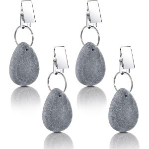 SJZG-4 Pi&egrave;ces Poids De Nappe, Marbre Naturel Poids De Nappe Avec Clips, Pince &Agrave; Nappe En Ext&eacute;rieur Pour Famille, Camping, Pique-Nique Dans Le Jardinc - Neuf