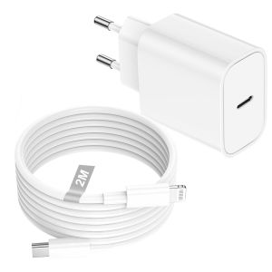 TRAHOO-30W Chargeur iPhone USB C, Chargeur USB C pour iPhone PD 3.0 Prise Type c avec 2m Fil Cable usb c vers Lightning Adaptateur Secteur Type C for iphone 14 13 12 11 X XR Pro Max SE 8 7 6 Plus/iPa - Neuf