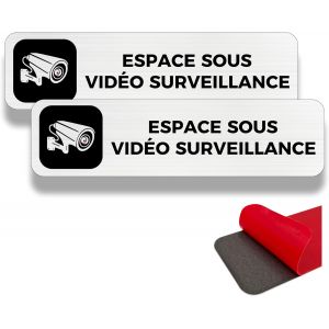 KALANKA-Panneau de Cam&eacute;ra, 2 Panneaux de Propri&eacute;t&eacute; Priv&eacute;e, 19&times;5 cm, Alarme de S&eacute;curit&eacute;, Int&eacute;rieur/Ext&eacute;rieur, en Aluminium, Avec Autocollant (Vid&eacute;o Surveillance) - Neuf