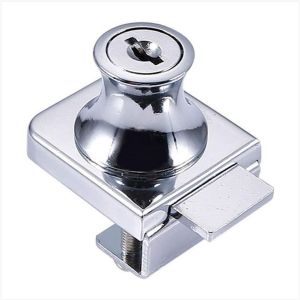 Serrure de porte en verre Fontainebleau, serrure en acier chromé, écran de verrouillage en verre pour porte en verre de 5 à 8 mm - Neuf