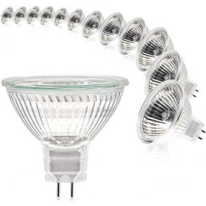 Ampoules Halogènes,Ampoule Spot Mr16,Ampoule 12v 20w,Ampoule Gu5.3 Ampoule Mr16 Dimmable,2 Broches Ampoules Halogène Blanc Chaud 2700k,Pack De 12 (Mr16-20w-12p) - Neuf