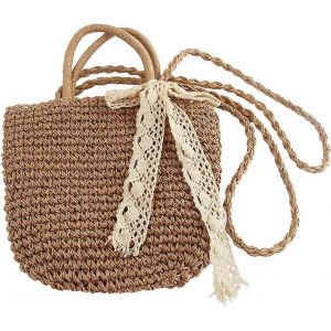 Sac en paille,sac panier,dames un sac en paille à bandoulière,sac à bandoulière en spinning pur fait à la main,sacs en raphia dames,sac de plage,petit sac panier,sac boho - Neuf