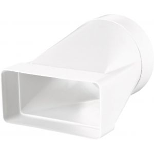 Pièce de transition 55 x 110 mm - Diamètre : 100 mm - Blanc - Raccord de tuyau en PVC - Tube rond 100 mm - Canal plat 55 x 110 mm - Système de ventilation - Raccordement de chauffage - Refroidissement - Neuf