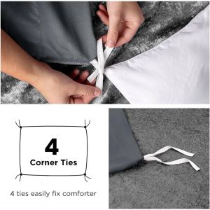 Sjzg-Parure De Lit 4 Pi&egrave;ces King Size - Housse De Couette, Drap-Housse Et Taies D'oreiller - Microfibre Bross&eacute;e Douce - Anthracite - Neuf