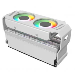 Bo&icirc;tier PC, module de m&eacute;moire RAM ARGB, refroidisseur DDR3 vers DDR5, 5 V, connecteurs PWM 3 broches et 4 broches avec synchronisation lumineuse, radiateur de refroidissement &agrave; double ventilateur 12 - Neuf