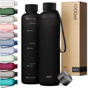 Eryi-Bouteille D'eau Fine De 946 Ml [Légère Et Incassable] Convient Pour Sac À Dos Et Porte-Gobelet Pour Voyage, Sport, École, Salle De Sport U2013 Bouteille D'eau Noire Sans Paille U2013 Bouteille - Neuf