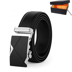 Ceinture Homme, Ceinture En Cuir Pour Homme¿Style C¿, Réglable À La Ceinture Boucle Automatique 3,5 Cm * 120 Cm (Boîte Incluse), Ceinture En Cuir D'affaires, Vacances, Cadeaux Homme, Idee Cadeau - Neuf