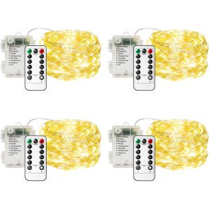 Kal-Lot De 4 Guirlandes Lumineuses 50 Led Étanches À Piles Pour Décoration De Noël Et Mariage Blanc Chaud 5 M - Neuf