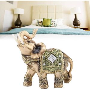 &Eacute;l&eacute;phant vert Statue Sculpture Figurine chanceux Feng Shui Lucky Home Voiture Plateau D&eacute;coration Decor(S) - Neuf