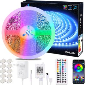 Chenquansarl-Led Ruban Lumineux Bluetooth 10 Mètres 600 Leds 5050 Smd Multicolore, Bande Led Rgb Flexible Avec Télécommande Ir Et Alimentation 24v Pour Décoration Intérieur Chambre Fête - Neuf