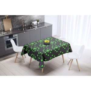 Sjzg-, Anti-Moisissure, S&eacute;chage Rapide, R&eacute;sistant Aux Taches, Lavable En Machine, 100% Polyester Nappe De Table, Fum&eacute;e Verte N&eacute;on, 140 X 140 Cm - Con&ccedil;u Et Fabriqu&eacute; En Turquie - Neuf