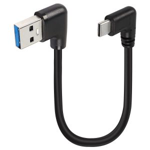KALANKA-C&acirc;ble USB vers type C coud&eacute; &agrave; gauche - 25 cm - USB 3.0 vers USB C m&acirc;le vers m&acirc;le - C&acirc;ble de charge type C 18 W - Chargement rapide - Transfert de donn&eacute;es 5 Gbit/s - Neuf