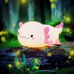 Axolotl Veilleuse Led Mignonne En Silicone Pour Chambre D'enfant, Veilleuse Rechargeable Et Spongieuse Avec Minuterie De 20 Minutes Pour Allaitement, Décoration Amusante, Cadeau Mignon - Neuf