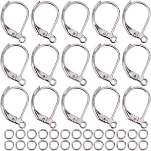 Tianyi-1 Boîte 250 Pièces Boucles Oreilles À Levier En Acier Inoxydable, 100 Pièces De Boucles D'oreilles À Levier En Acier Inoxydable, 150 Anneaux Ouverts, Crochets De Boucles D'oreilles Hypoaller - Neuf