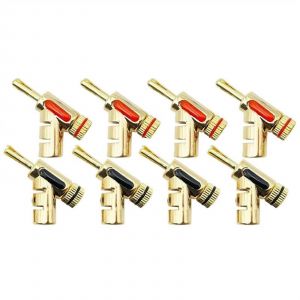 24K Plaqu&eacute; Or Connecteurs Banane de 45 Degr&eacute;s de Verrouillage de C&acirc;ble de haut-Parleur - 8 Pack Noir Connecteurs Audio - Neuf