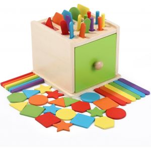 Jeux Montessori 1 2 3 Ans, Bois Forme Trier Bebe Apprendre Les Couleurs Jeu Educatif - Jouets &agrave; Trier Et &agrave; Empiler - Neuf