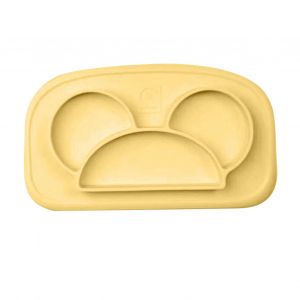 Assiette A Diner Pour Bebe 3 Compartiments En Silicone Souple Resistant A La Chaleur Pour Enfants, Jaune - Neuf