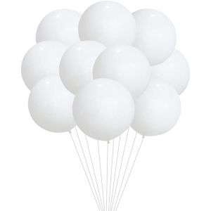 ChicSlick-10 Pièces Ballon De Baudruche Blanc 24 Pouces Ballon En Latex Ballon Anniversaire Ballon Rond Géant Ballons Biodégradables Ballon De Baudruche Gonflable Ballon Pour Mariage Noël Fê[X1649] - Neuf