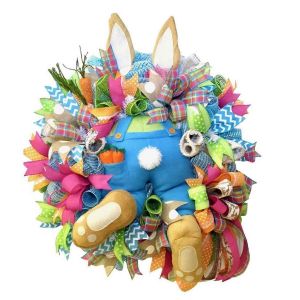 Décor de Pâques Tenture murale voleur lapin culbute oreilles pieds guirlande couronne - Neuf