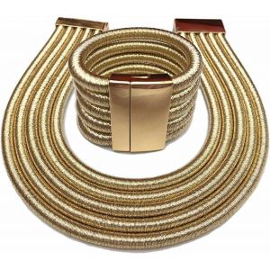 Kalanka-Ensemble De Bijoux Africains Pour Femme Bracelet Et Collier Bavoir Pour Femme Colliers Agypte Or Collier Ras Du Cou R&eacute;glable Pour Femme - Neuf