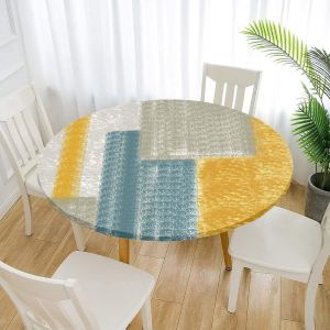 Sjzg-Nappe Ronde Anti Taches, Graffiti Nappe De Table Avec Bord Élastique Ajustée, Imperméable Polyester Couverture De Table De Pour Cuisine Jardin Fête (Orange,Diamètre 90cm) - Neuf