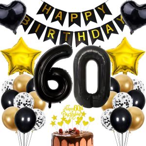 SJZG-Decoration 60E Anniversaire Homme Gateau Decoration 60 Anniversaire Femme Homme Decoration Cadeau Pour 60E Anniversaire Homme Or Rose Anniversaire 60 Homme 60 Ans Decoration Anniversaire Ballon - Neuf