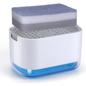ERYI-Distributeur Liquide Vaisselle, Distributeur Savon Cuisine 2 En 1 Distributeur De Savon, 300Ml Distributeur Liquide Vaisselle Porte Eponge Et Éponge Pour Évier De Cuisine Bains - Neuf