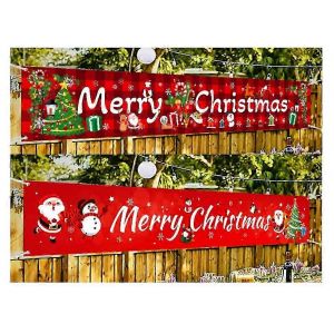 Pcs 300 * 50cm Grande Bannière De Joyeux Noël,Bannière De Jardin De Décoration De Noël,Bannière De Noël Joyeux Noël,Pour La Cour,Jardin,Porche,Clôture,Magasin Mural,Mur M - Neuf