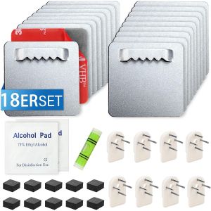 Lot de 4 crochets autocollants pour photos - Sans per&ccedil;age - 6 x 8 cm - Jusqu'&agrave; 6 kg - Pour photos lourdes - Support mural - Verre acrylique - Plaques composites en aluminium avec 25 appareils - Neuf