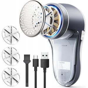 MEVRONISSHOP-Rasoir Anti Bouloche - D&eacute;boulocheur Rechargeable pour enlever Les Peluches sur V&ecirc;tement & Meuble, 3 Lames, Id&eacute;al V&ecirc;tements Canap&eacute;s Couvertures Rideaux - Neuf