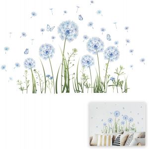 Bleu Pissenlits Fen&ecirc;tre Stickers 2 Pi&egrave;ces Stickers Fenetre Pissenlit s Autocollants Muraux Amovibles en Forme de Fleur de Pissenlit pour Chambre &Agrave; Coucher,Salon,Cuisine D&eacute;coration - Neuf