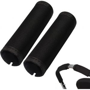 Lot De 2 Housses De Protection Noires Pour Poignée De Poussette, Gants De Protection Pour Barre De Poussette, Housse De Protection Pour Barre De Poignée De Poussette Pour Enfant Avec Sangle Velcro - Neuf