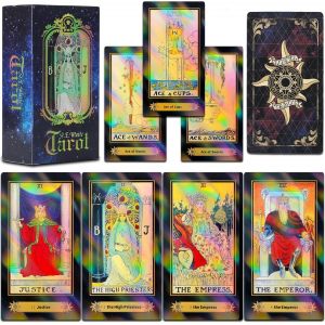 Chenquansarl-78 Cartes De Tarot Avec Guide, Jeu De Cartes De Tarot Holographique Avec Boîte Colorée Pour Débutants Et Joueurs Professionnels - Neuf