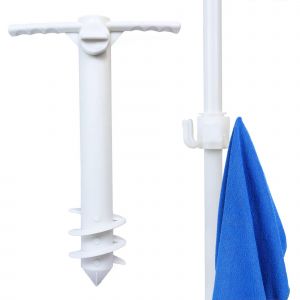 Facile De Sable Parapluie Ancrage Set - Blanc Résistant Boulon, 1.6' Position De La Perche, Du Beach-Volley Net Et Des Piquets De Tente - Neuf