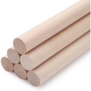 Tianyi-Lot De 6 Chevilles Rondes En Bois Pour Loisirs Créatifs, 1,9 X 38,1 Cm, Bâtons En Bois Dur Brut Pour Loisirs Créatifs, Supports De Gâteaux À Étages, Placards, Baguettes De Ruban De Mariage - Neuf