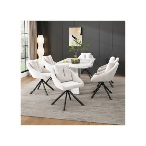 Chaises de salle &agrave; manger modernes en velours beige, rev&ecirc;tement en velours respirant &iquest; lot de six - Neuf