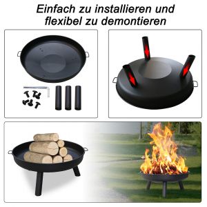 Bol De Feu Avec Plaque De Flammes Outdoor Feu De Camp Jardin 80 Cm Haute Qualit&eacute; Ronde - Neuf