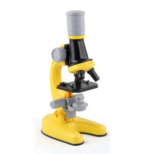 Ensemble de microscope pour enfants, grossissement 100x, 400x, 1200x, angle reglable, source lumineuse LED, loupe scientifique, jouet jaune - Neuf