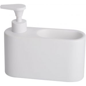 ERYI-Distributeur Liquide Vaisselle Porte Eponge Pour Cuisine | Distributeur Savon Liquide Pour Les Mains Avec Espace Porte Éponge | Porte Savon Cuisine | Matériel: Céramique | Couleur: Blanc Mat - Neuf