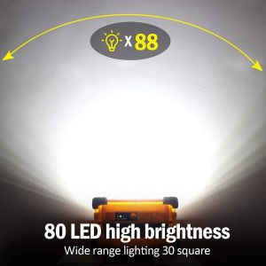 Projecteur LED 80 W, 4 000 lumens, rechargeable par USB et solaire, portable - Neuf