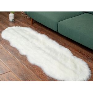 Tapis En Fausse Fourrure Blanche 120x60cm Pour Salon Et Chambre - Neuf