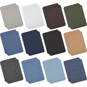 Mevronisshop-24 Pi&egrave;ces Patches &Agrave; Repasser, Carr&eacute; Patch Thermocollant Tissu Kit Patchs De R&eacute;paration Pour V&ecirc;tements Doudoune Veste Trous De R&eacute;paration (9.5x 12.5cm) - Neuf