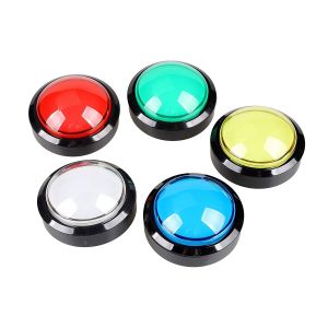 5X Boutons D'Arcade 60Mm DôMe 2,36 Pouces LED Bouton Poussoir avec Micro-Interrupteur pour Console de Jeux VidéO Machine - Neuf