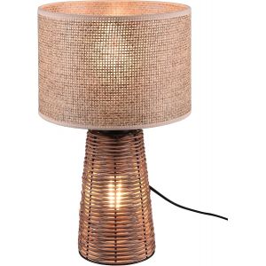 Lampe De Table, Straw 1xe27, Max.40,0 W 1xe27, Max.10,0 W Corps: Maillage Rotin, Brun Ø:24,0cm, H:40,5cm Interrupteur De Cordon,Ip20,Sans Illuminant,Source Lumineuse Remplaçable P - Neuf