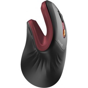 WQS-Souris Ergonomique sans Fil, EM11 NL Souris Verticale Rechargeable avec 3 Ports D'appareils (2*Bluetooth & USB), Mini Souris Silencieuse pour PC, iPad, Mac, Windows - Noir Rouge - Neuf